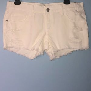 Abercrombie & Fitch Jean Shorts White Distressed